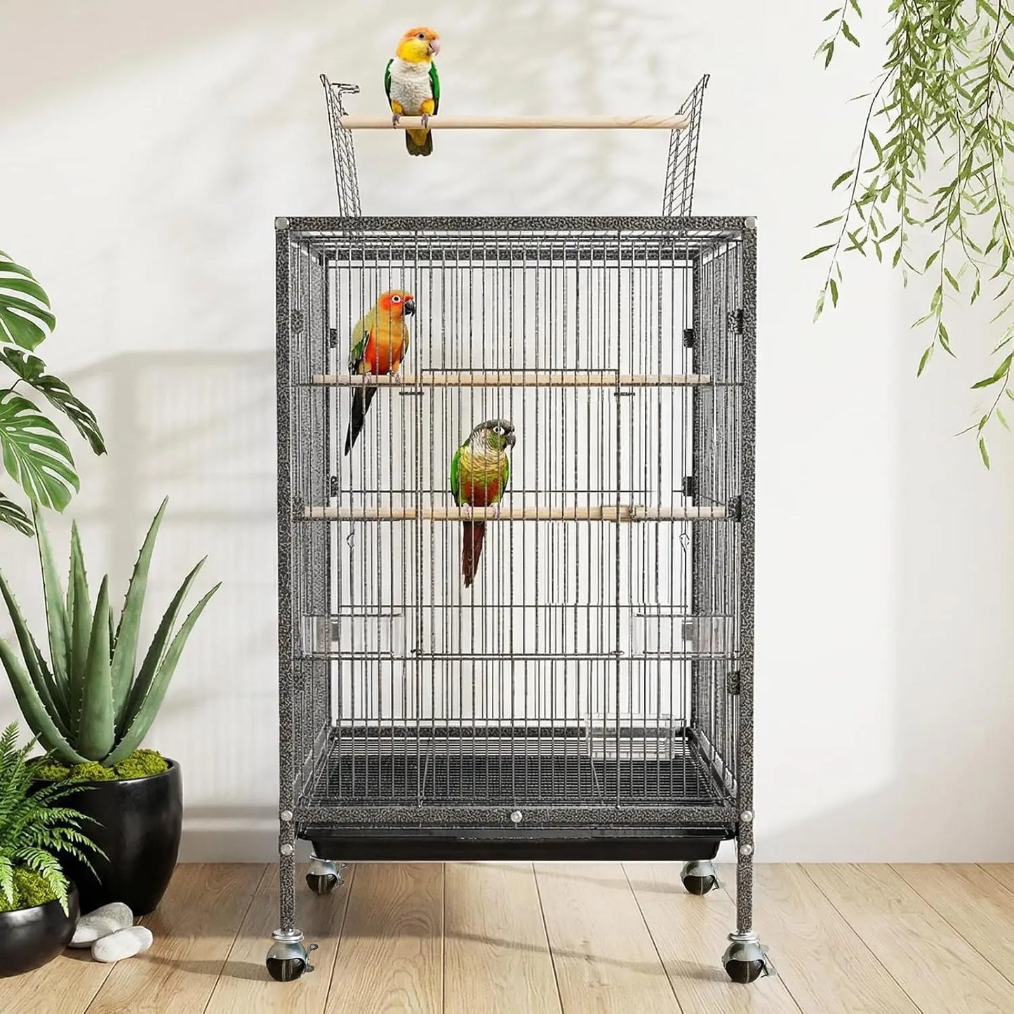 HiMISS Heavy Duty Metal Bird Cage With Play Top Stand