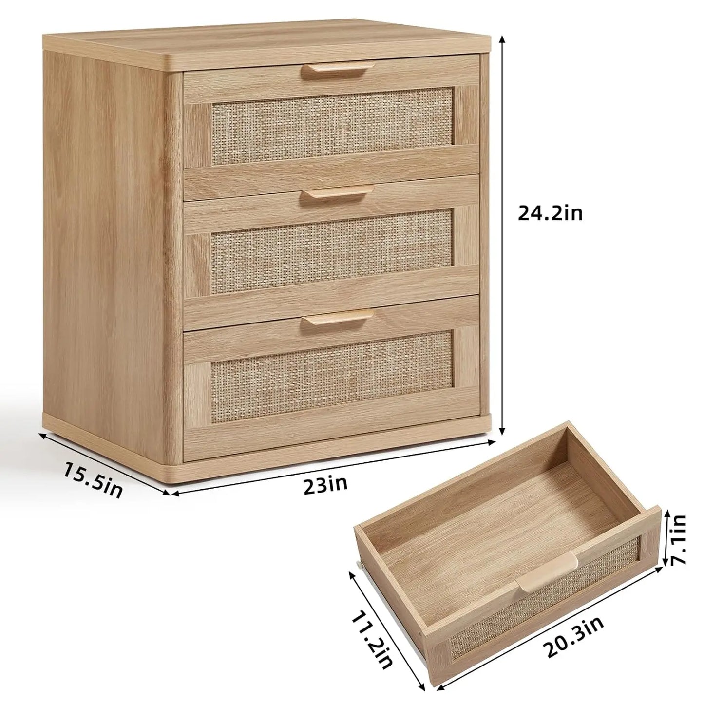 Rattan Nightstand Set Of 2 Boho Natural Wood Bedside Tables With Drawers