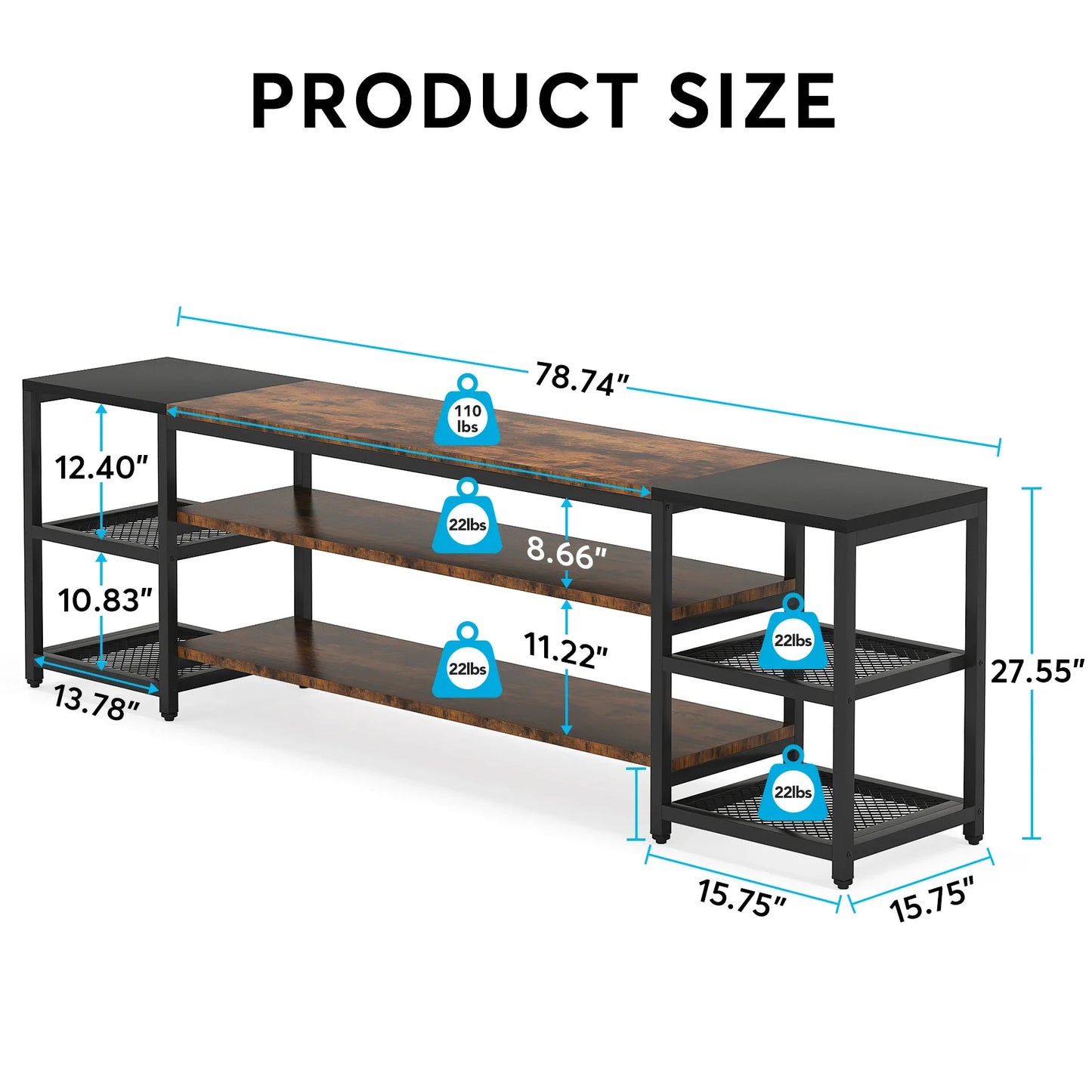 Tribesigns TV Stand Three Tier Entertainment Center Console
