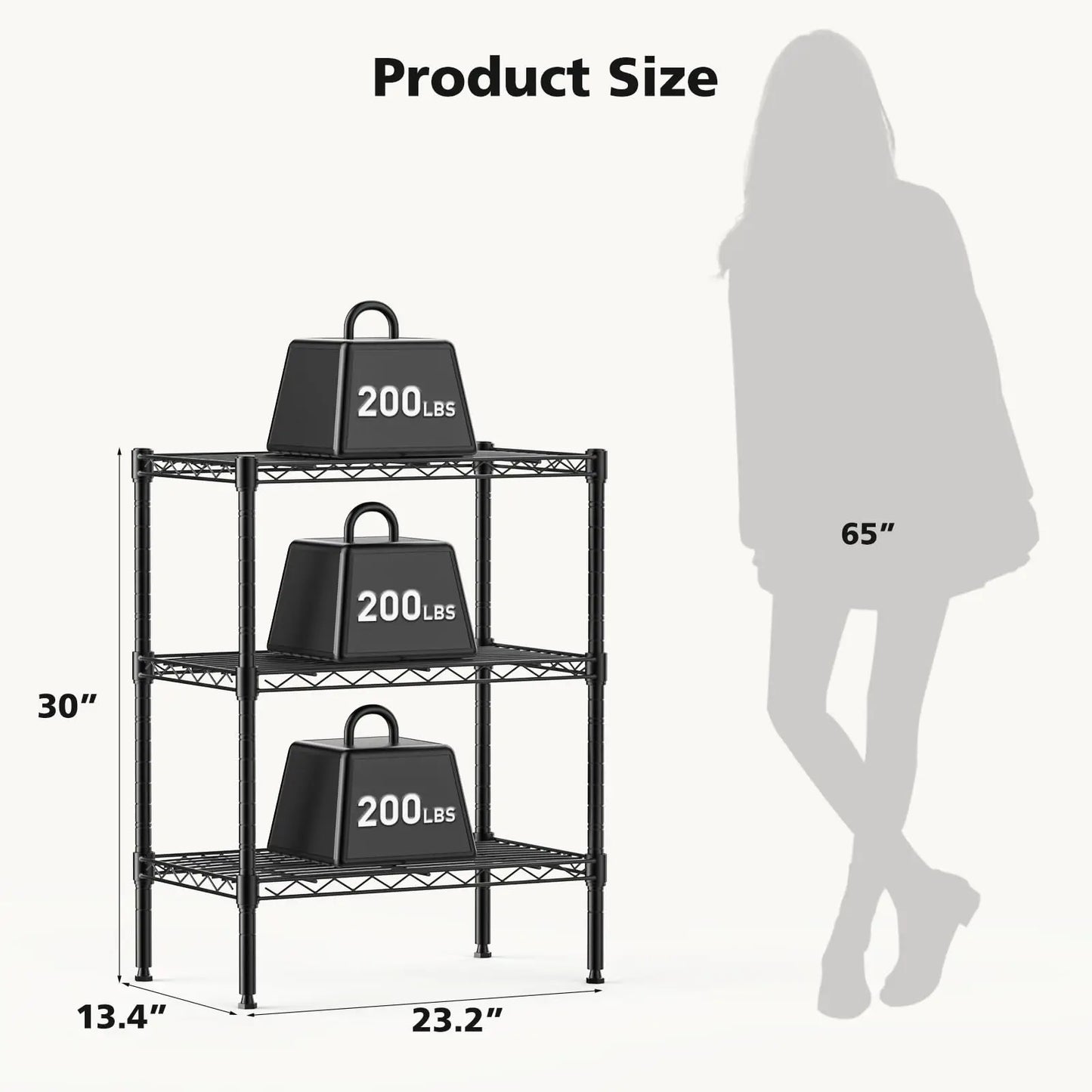 JHK Heavy Duty 3 Tier Metal Wire Storage Shelves Adjustable