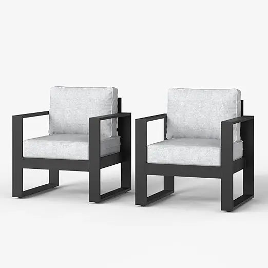 Outdoor Patio Aluminum Armchairs Modern Set With Removable Cushions