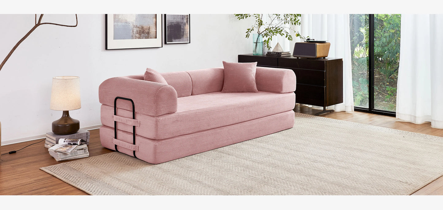 Foldable Convertible Futon Sofa Bed With L Shaped Arms
