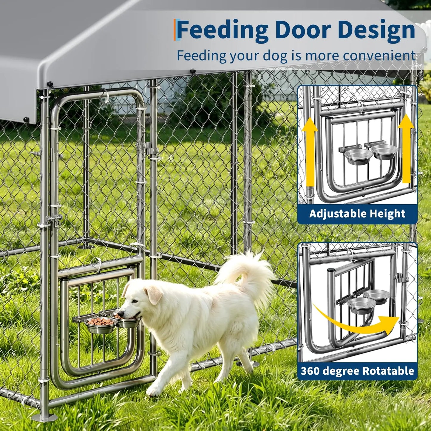 DishyKooker Heavy Duty Outdoor Dog Kennel With Roof And LockingDoor