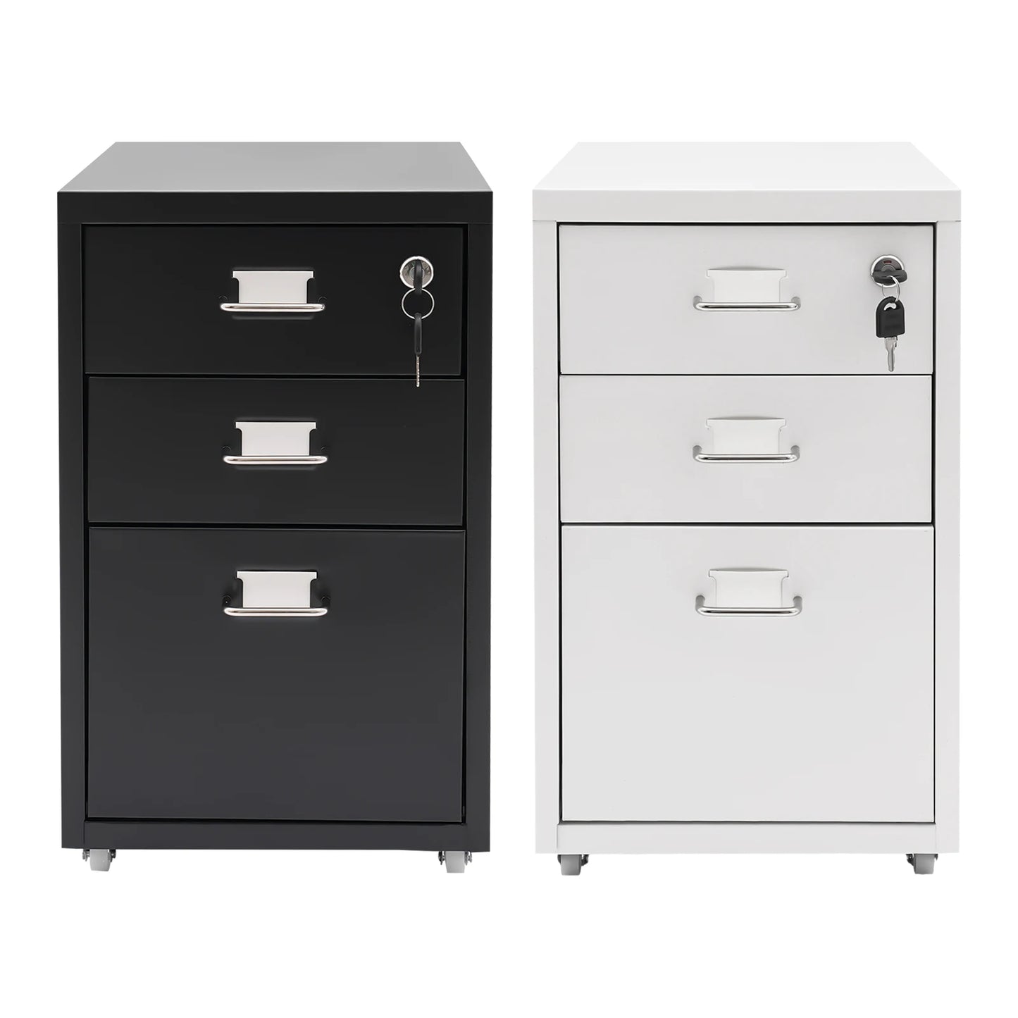 Bymaocar 3 Tier Vertical File Cabinet With Lock On Casters