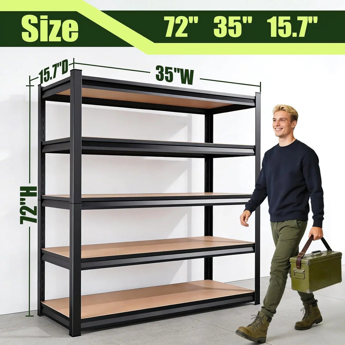 Heavy Duty 2000LBS Garage Shelving Unit Adjustable Metal Storage