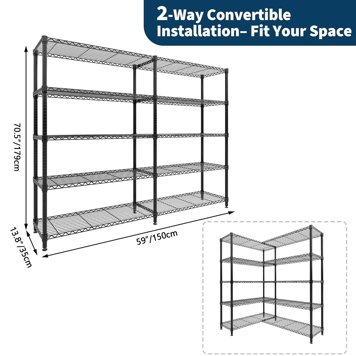 TWISTER.CK Heavy Duty 5-Tier Metal Shelving Unit For Kitchen