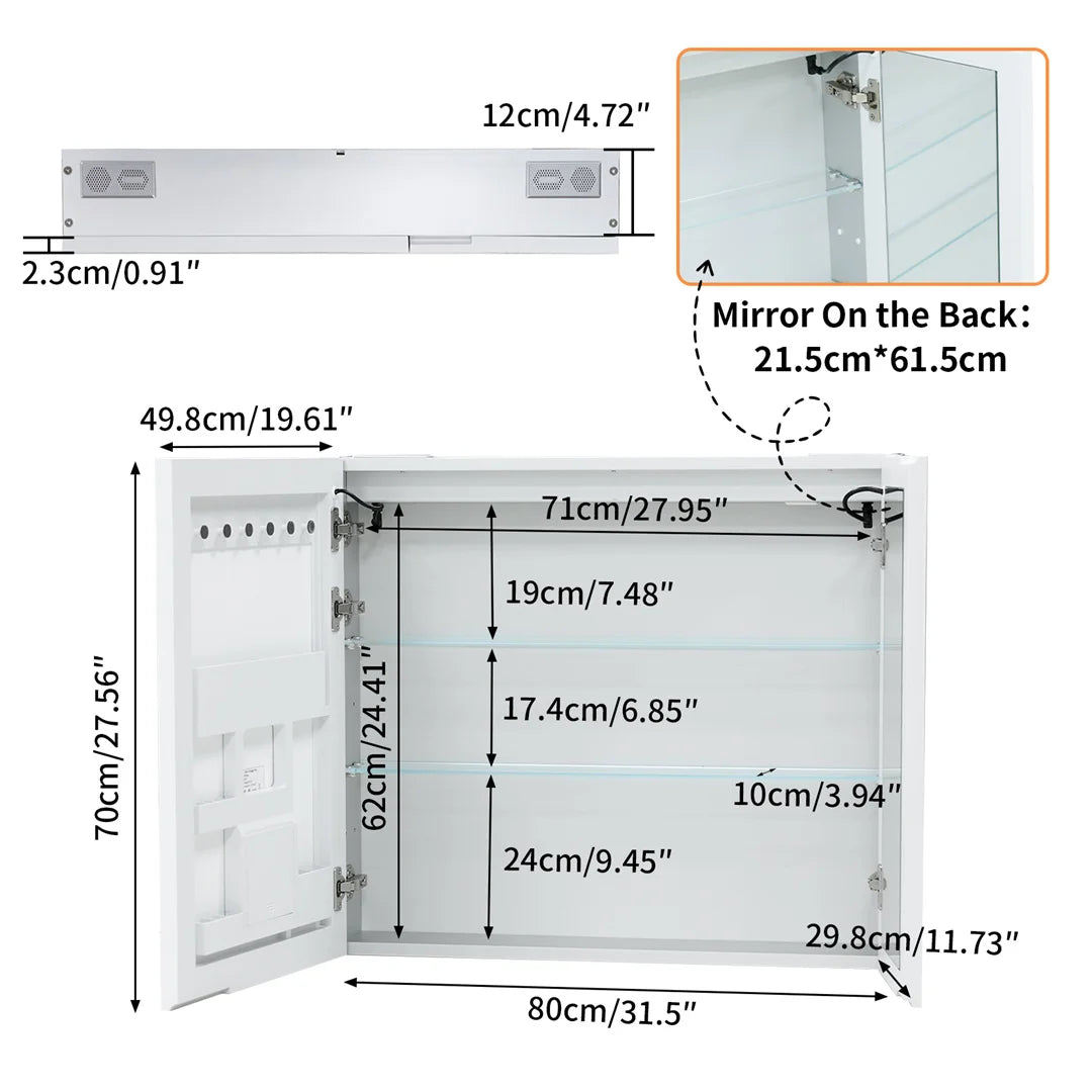 LUVODI LED Lighted Bathroom Cabinet With Bluetooth Speakers