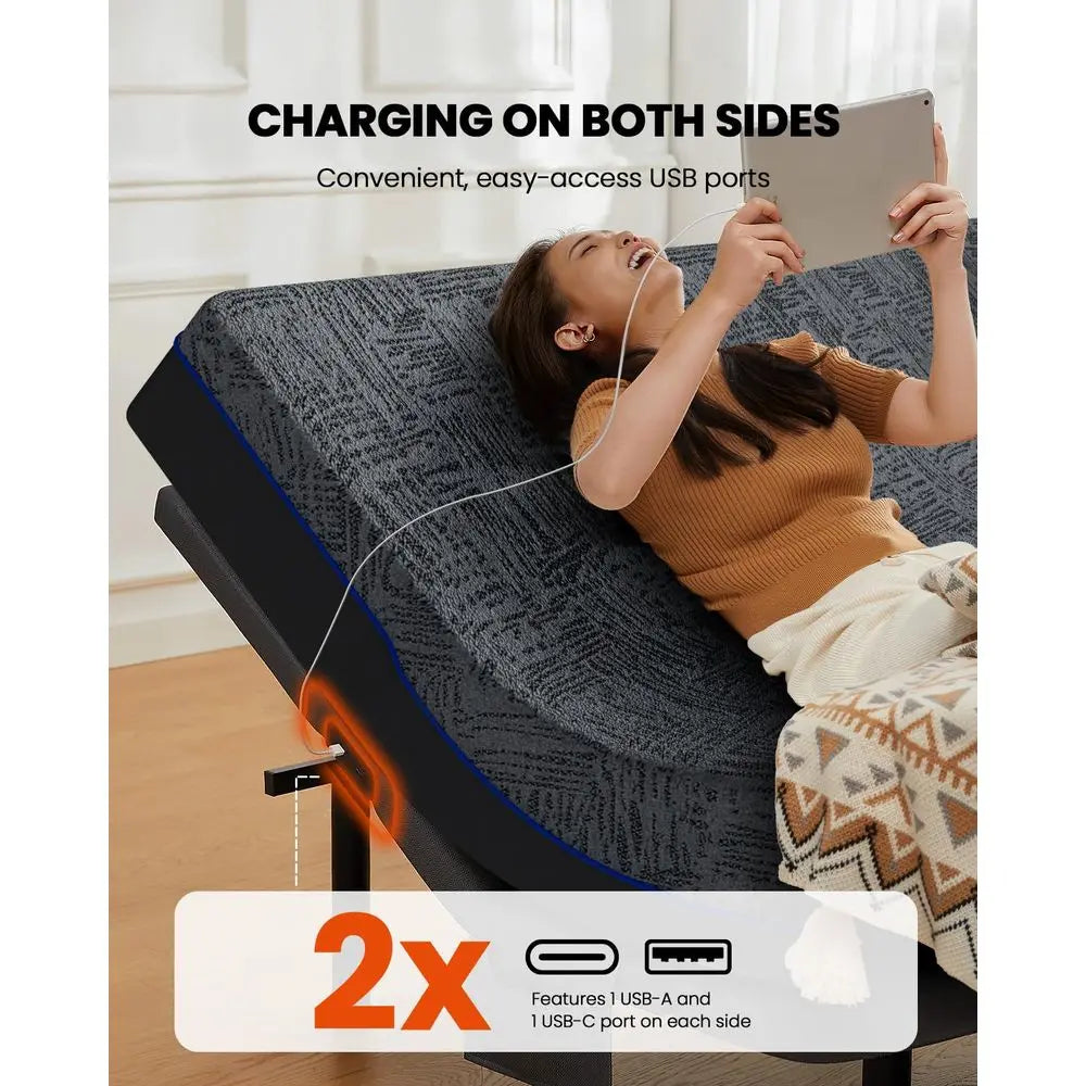 Queen Adjustable Bed Frame and Cooling Gel Memory Foam Mattress
