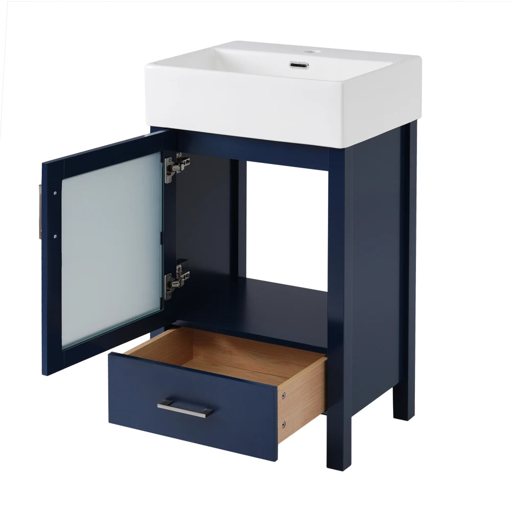 LWO Bathroom Vanity With Ceramic Sink And Ample Storage