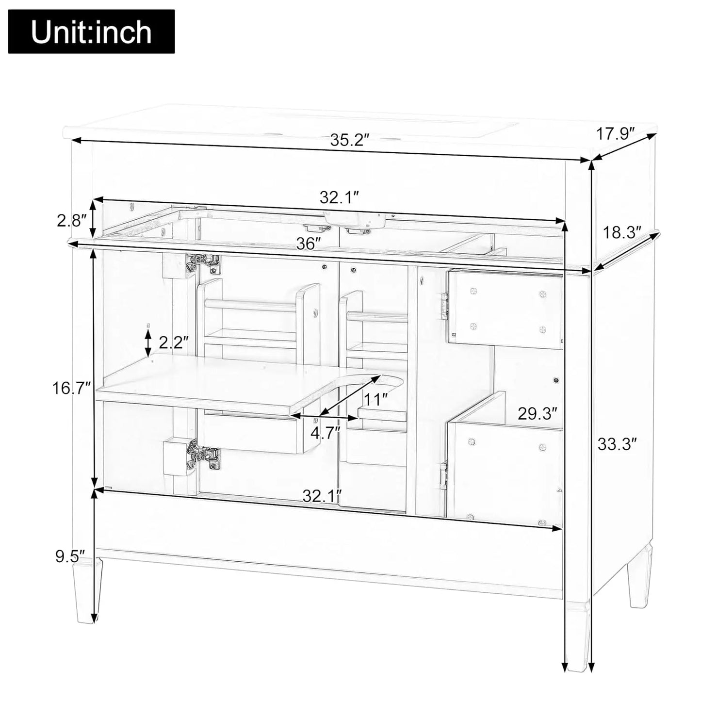 Free Standing Bathroom Vanity With Ceramic Basin And Sink