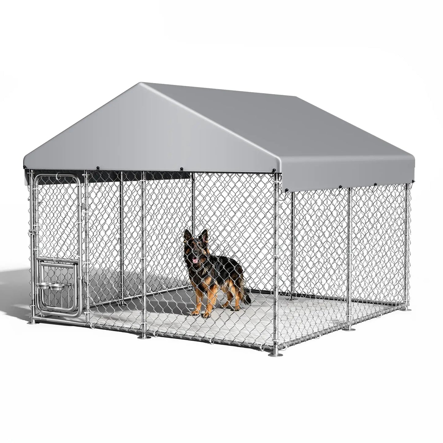 DishyKooker Heavy Duty Outdoor Dog Kennel With Roof And LockingDoor