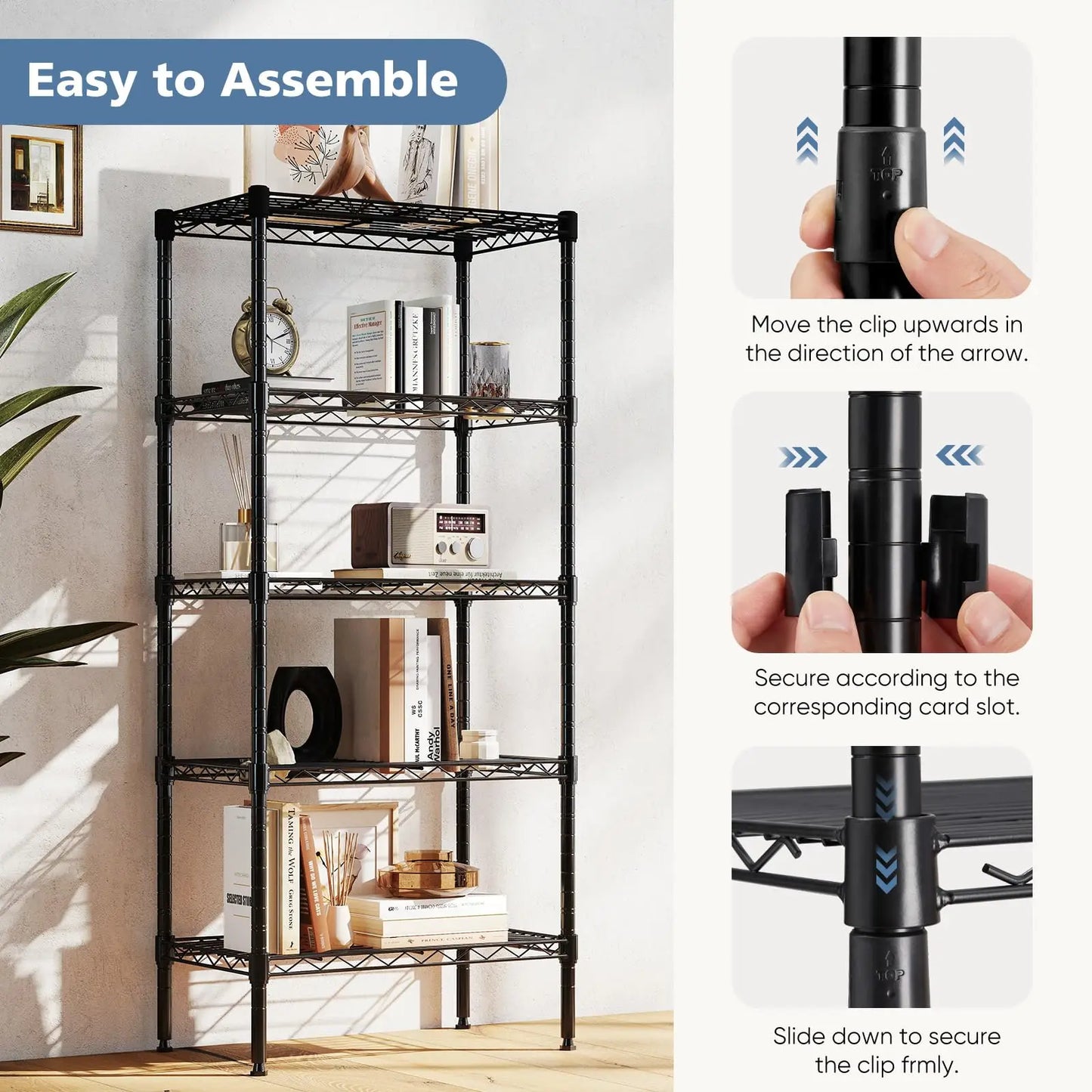 JHK Heavy Duty 3 Tier Metal Wire Storage Shelves Adjustable