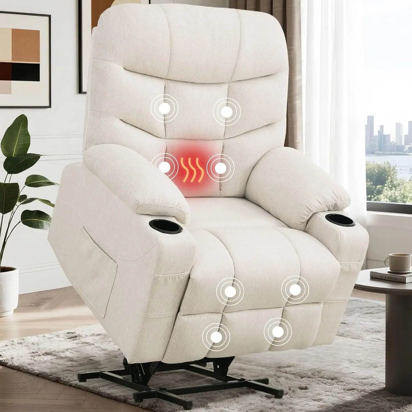 Power Lift Recliner Chair With Massage And Heating For Elderly