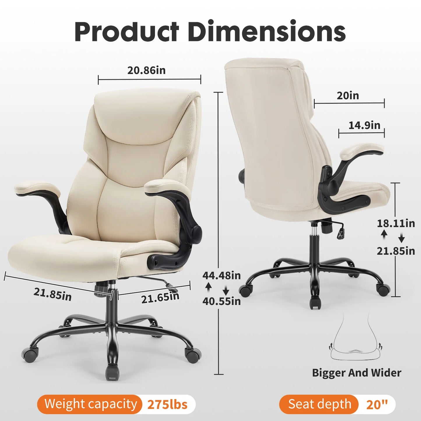 JHK Ergonomic Office Chair With Flip-Up Arms Heavy Duty