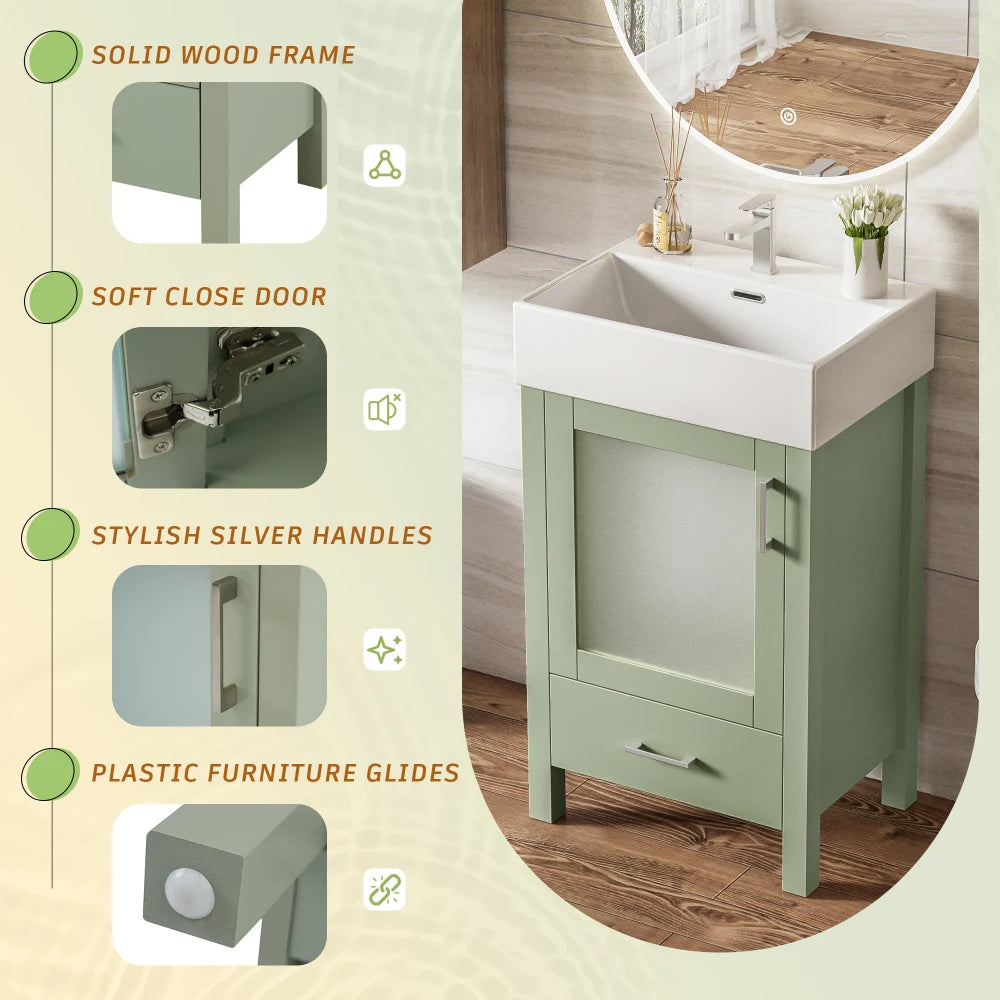 LWO Bathroom Vanity With Ceramic Sink And Ample Storage