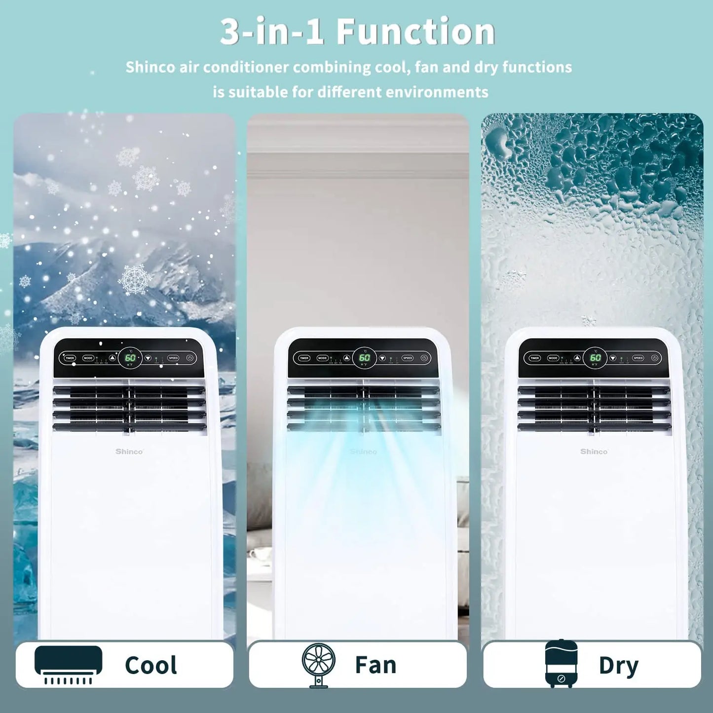 Shinco 8,000 BTU Portable Air Conditioner With Dehumidifier