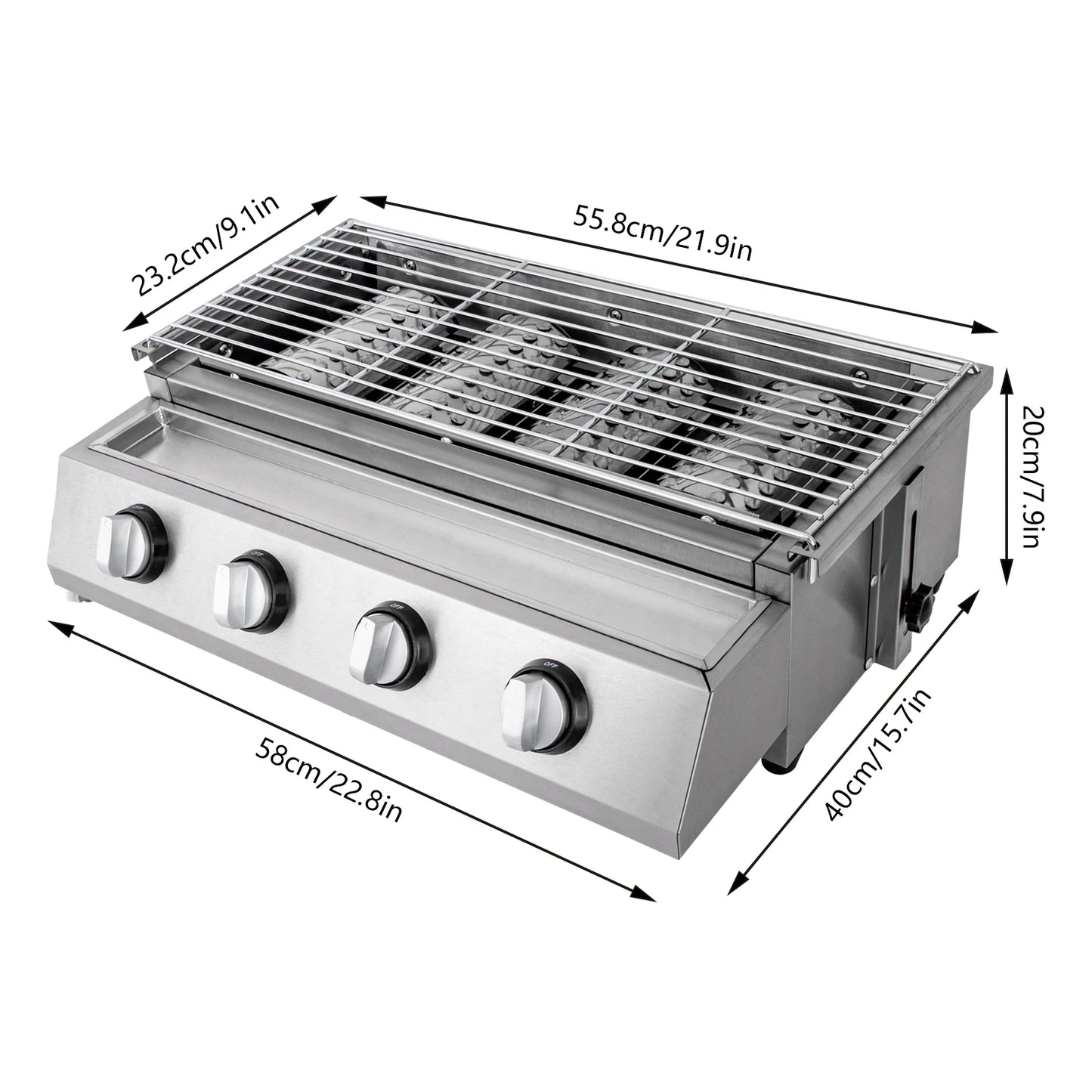 Portable Stainless Steel Gas Grill Smokeless For Camping And Outdoor