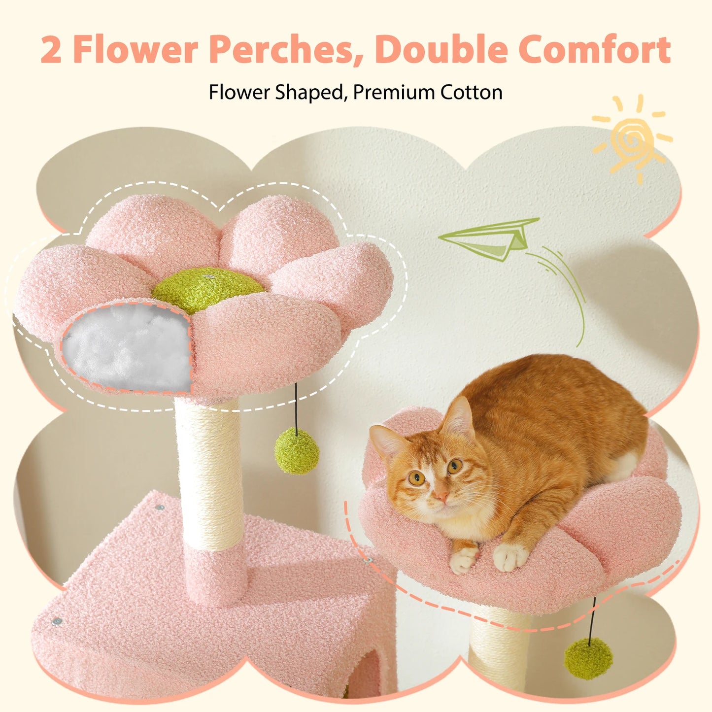 PEQULTI Multi Level Cat Tree Tower With Scratching Posts Hammock