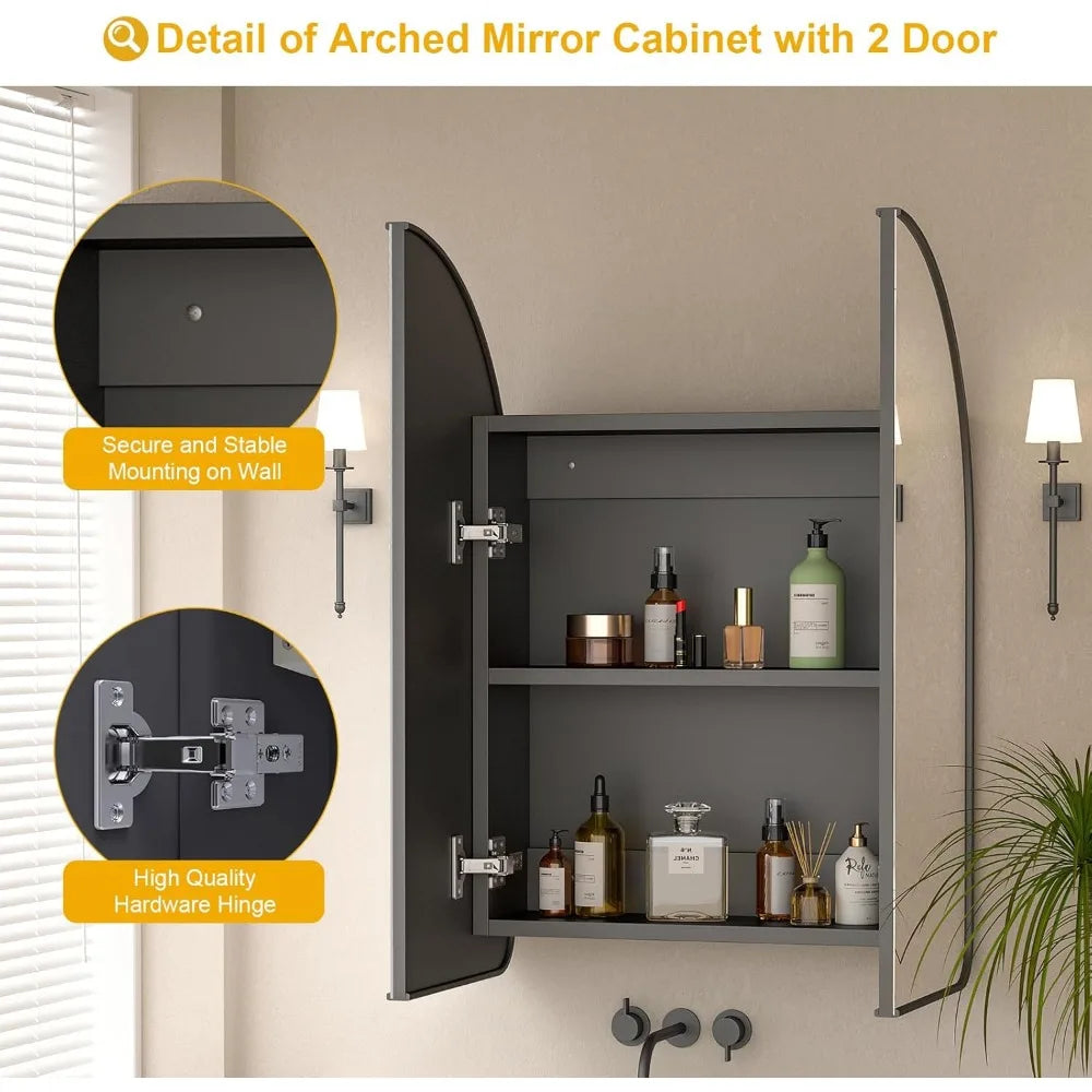 Arched Medicine Cabinet With Mirror For Bathroom Use