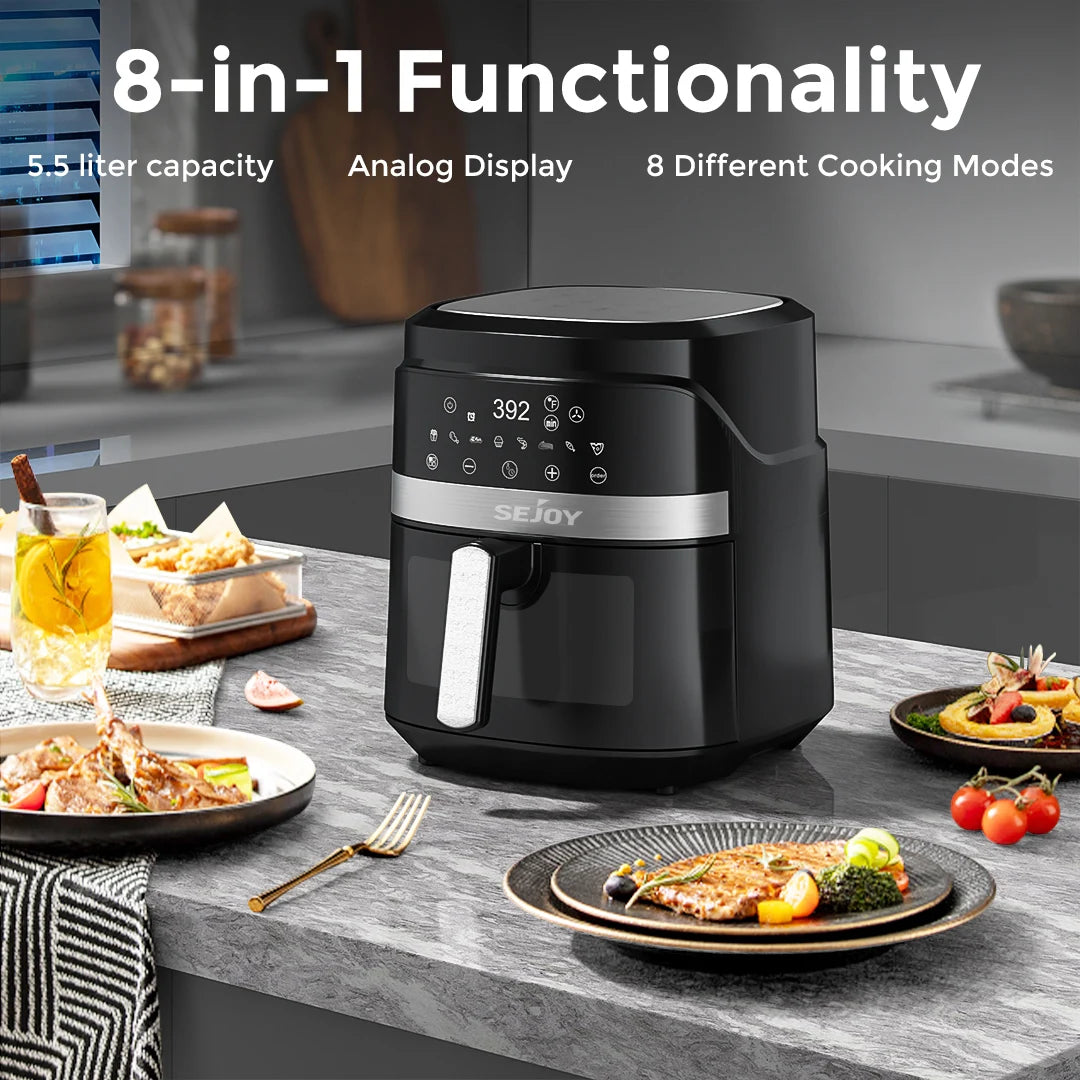 SEJOY Air Fryer Oven 8-in-1 Oilless Cooker Roast Bake Dehydrate Keep Warm