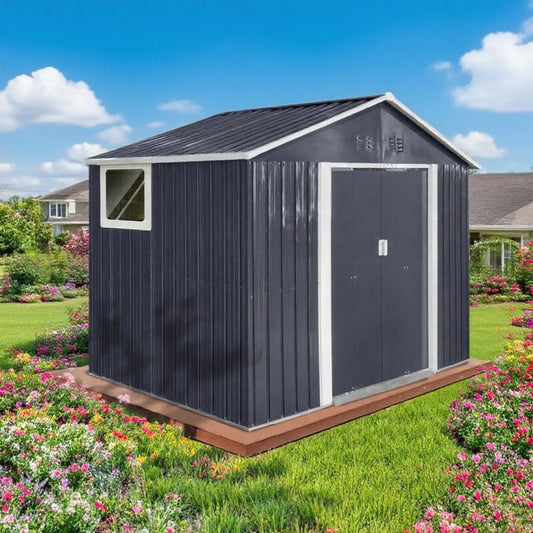 Outdoor Metal Storage Shed With Lockable Door And Window