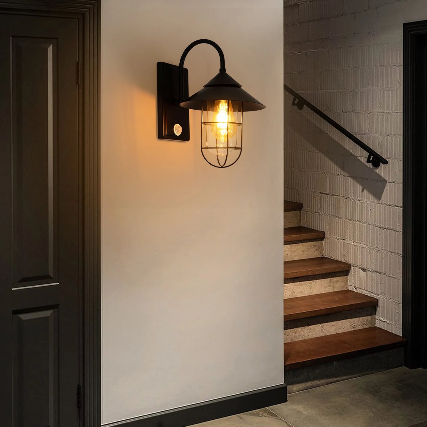 Bymaocar Retro Wall Lamp Motion Sensor Sconce E26 Mount