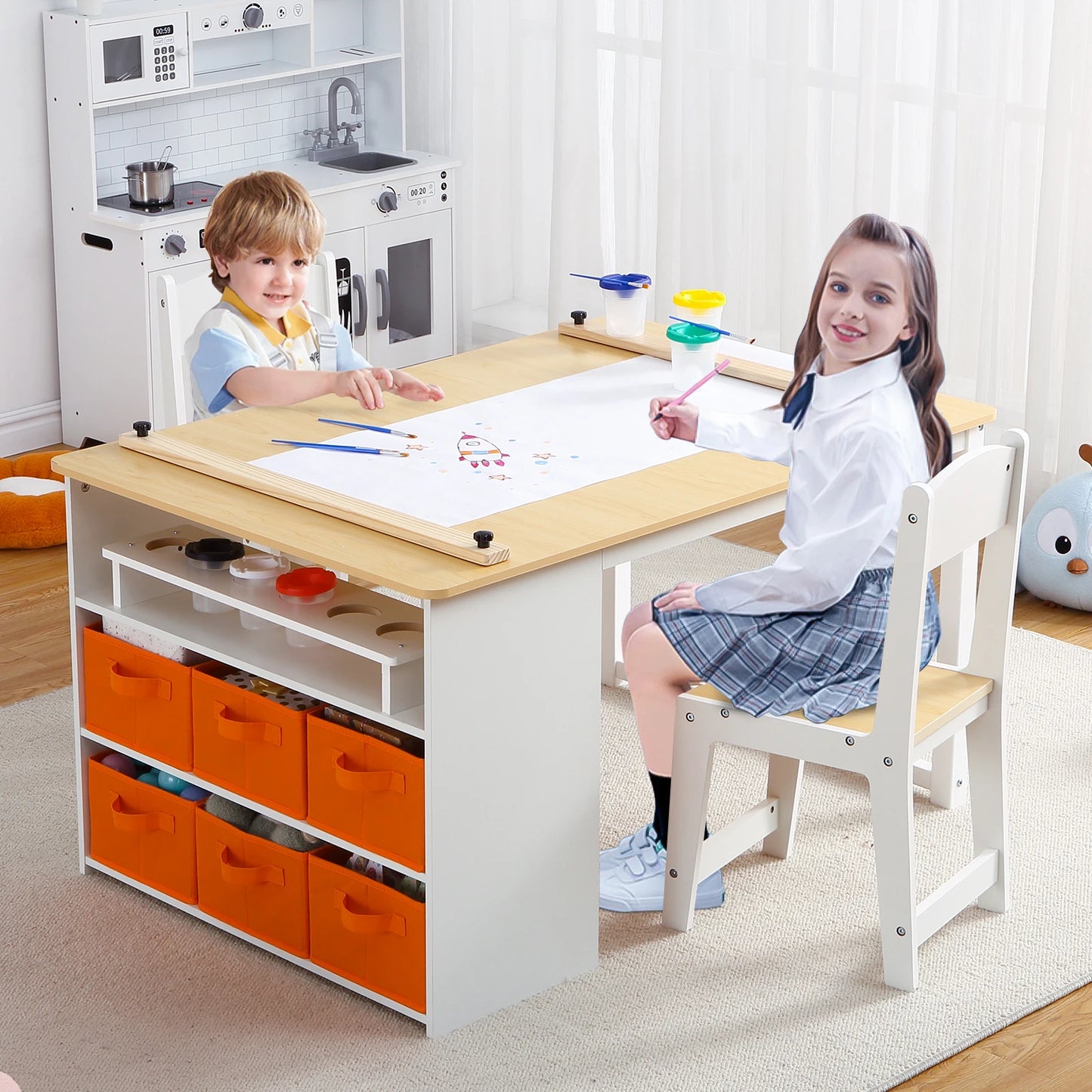 HiMISS Kids Art Table and Chairs Set for Craft Activity