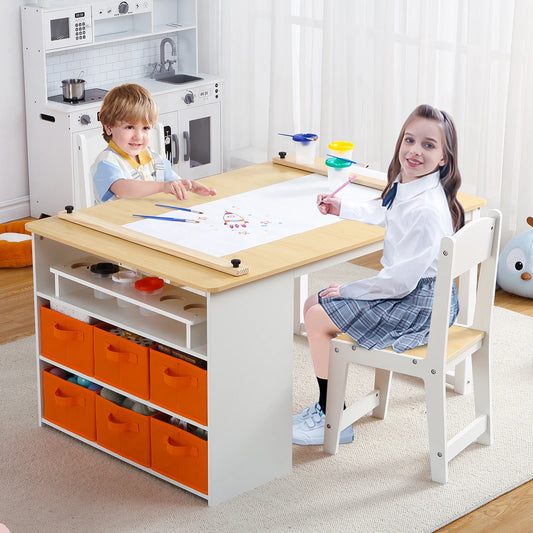 HiMISS Kids Art Table and Chairs Set for Craft Activity