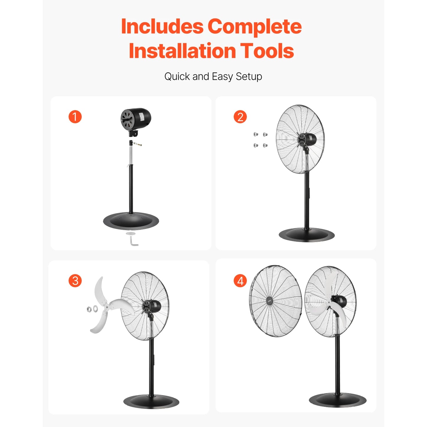 SucceBuy Industrial Pedestal Fan Oscillating Standing Fan With 3 Speeds