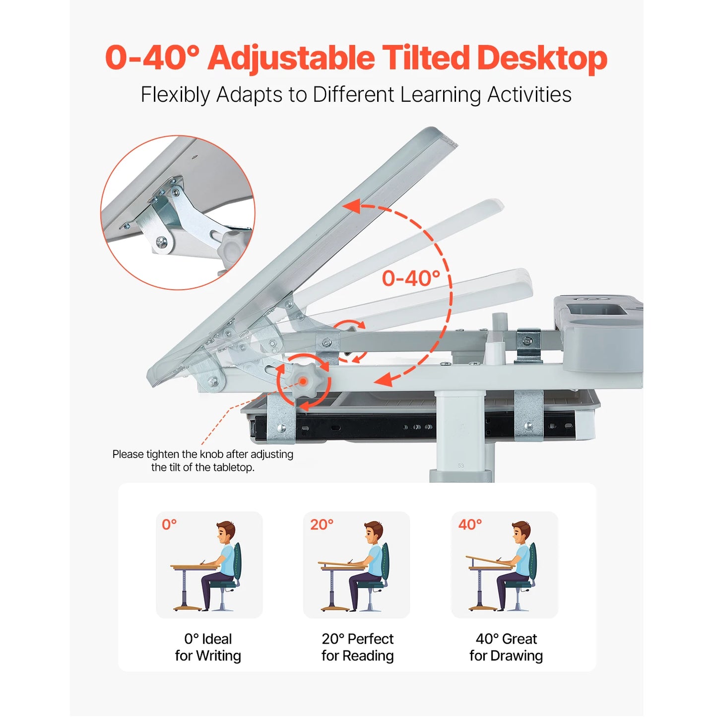SucceBuy Kids Study Desk and Chair Set with Adjustable Height
