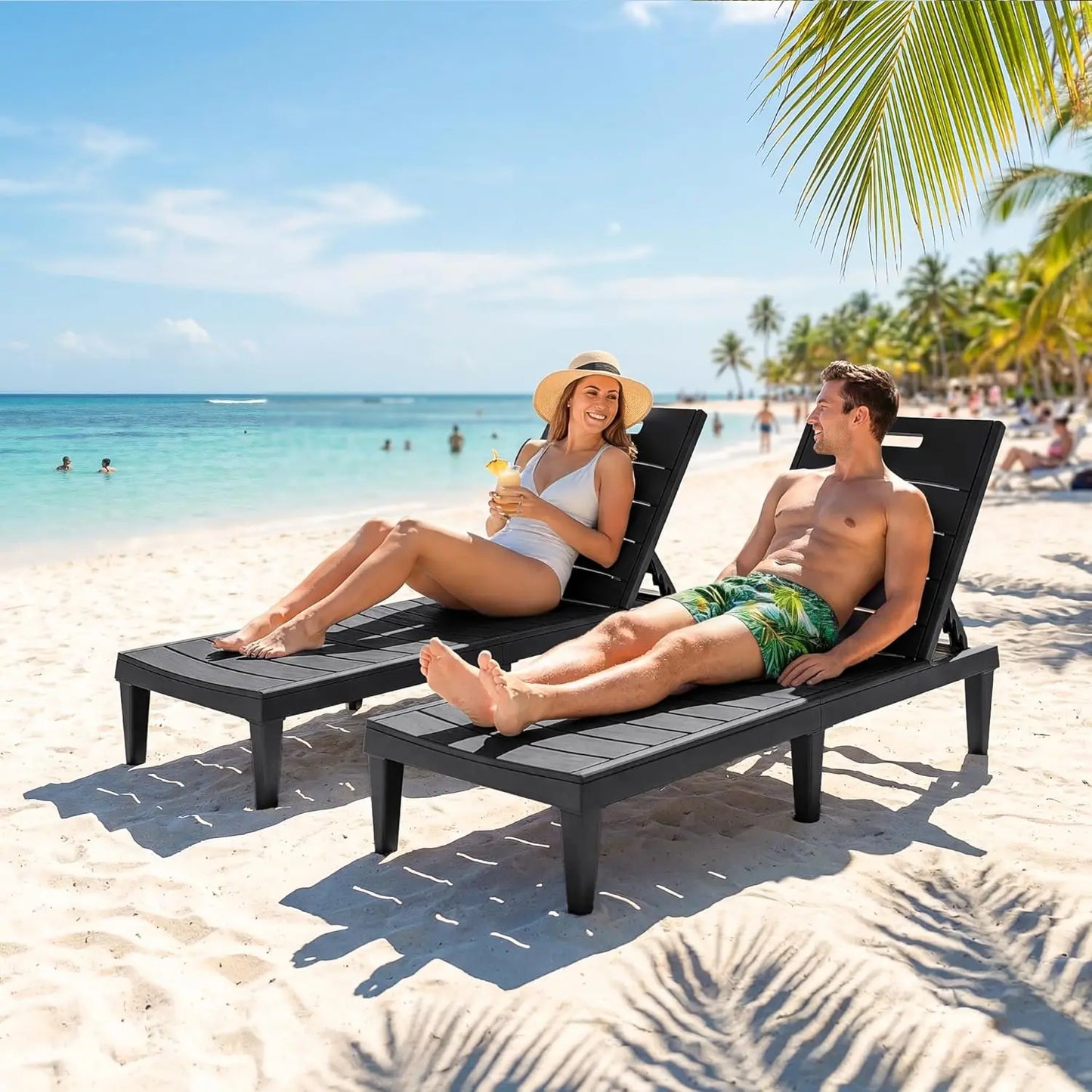 Patio Chaise Lounge Chairs 2 Pack Outdoor Reclining Backrest