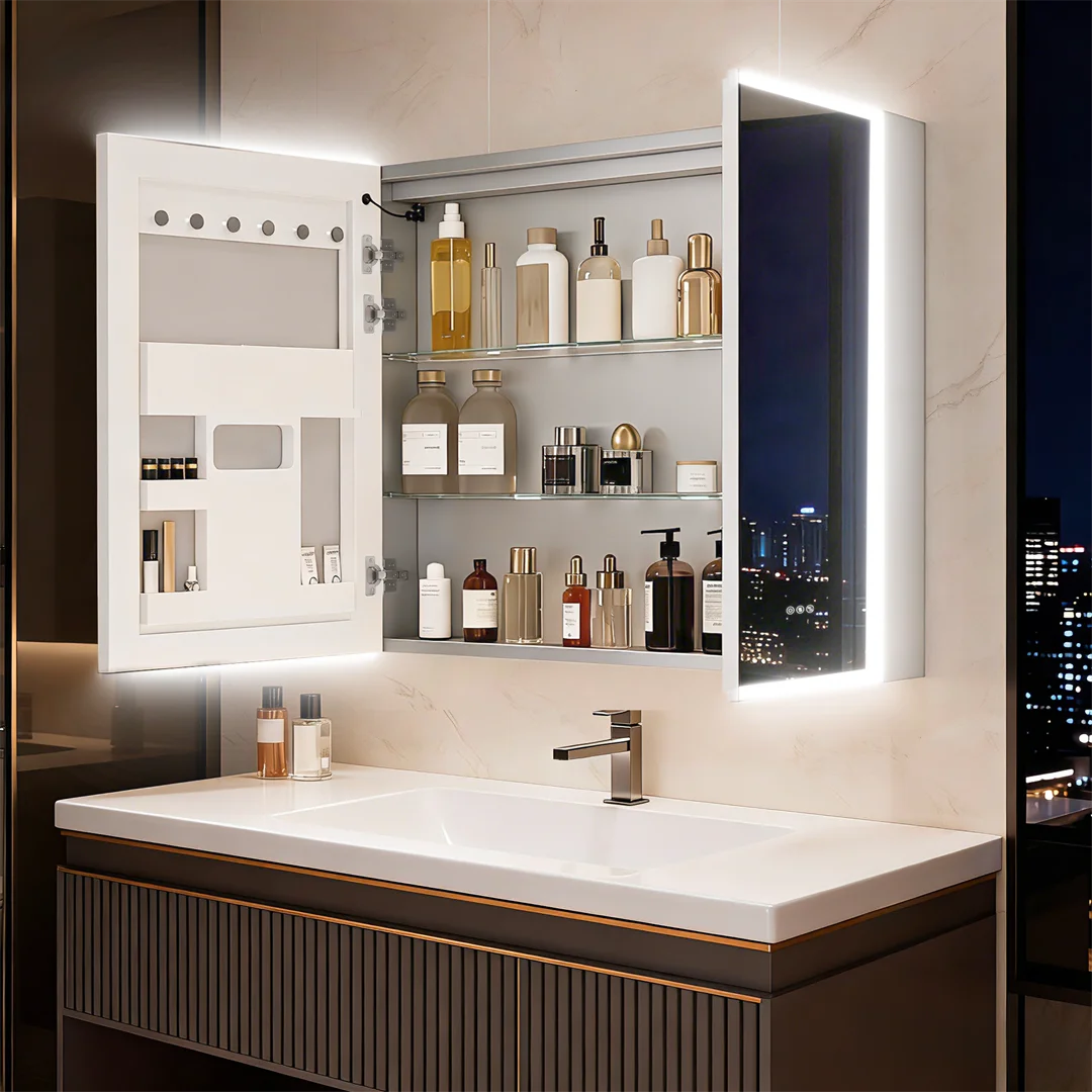 LUVODI LED Lighted Bathroom Cabinet With Bluetooth Speakers