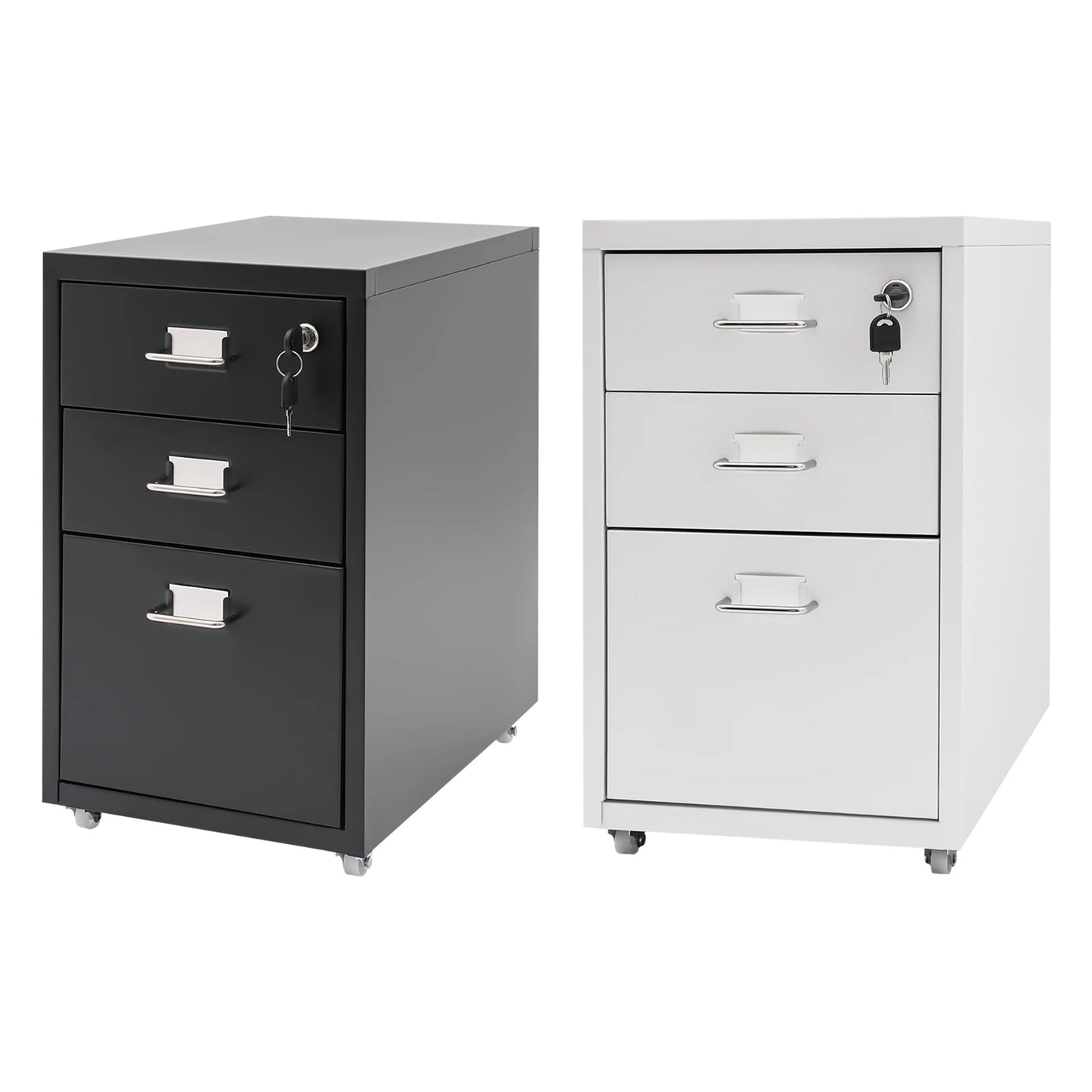 Bymaocar 3 Tier Vertical File Cabinet With Lock On Casters