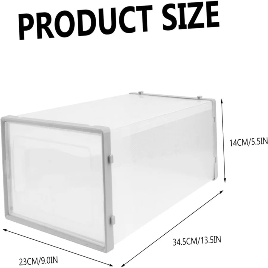 12 Pack Transparent Plastic Stackable Shoe Storage Boxes For Closet Organizer