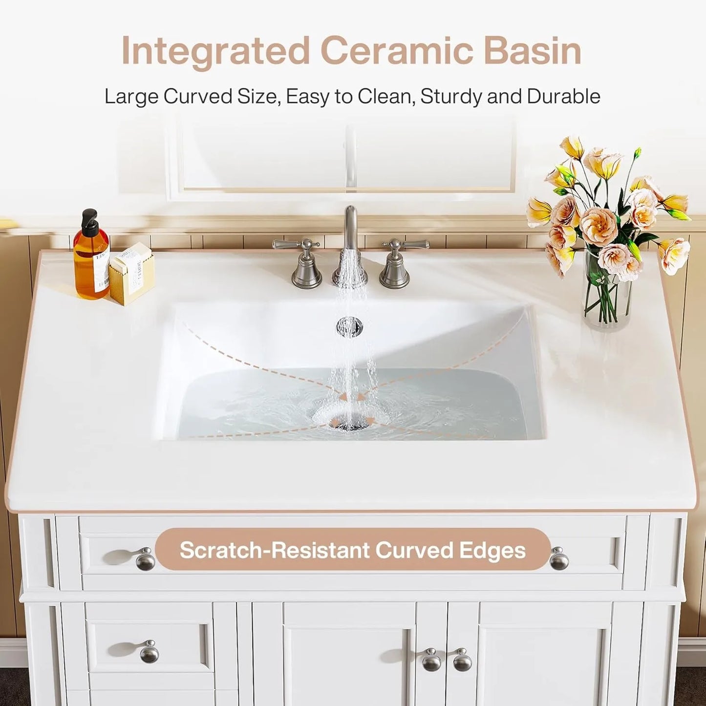 Bathroom Vanity With Sink Four Drawers And Two Doors
