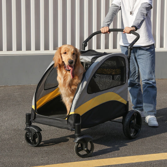 Portable Four Wheel Dog Stroller for Large Dogs Foldable Carrier