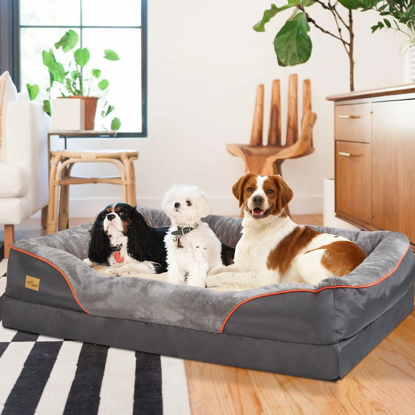 BINGOPAW Anti Allergy Waterproof Dog Bed With Removable Washable Cover