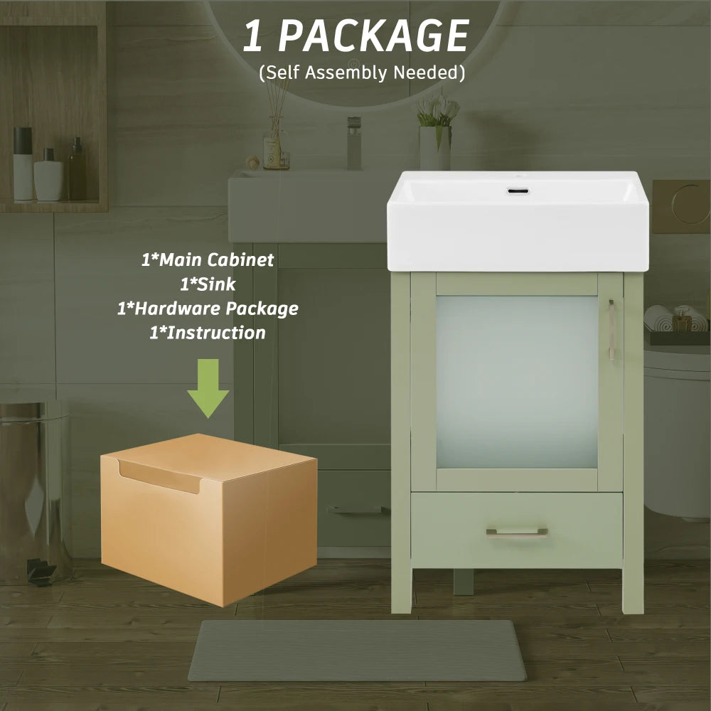 LWO Bathroom Vanity With Ceramic Sink And Ample Storage
