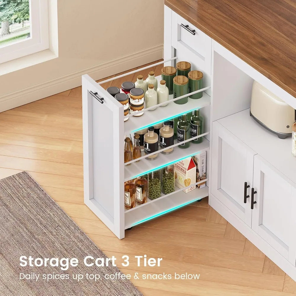 Pantry Cabinet With Charging Station And LED Light