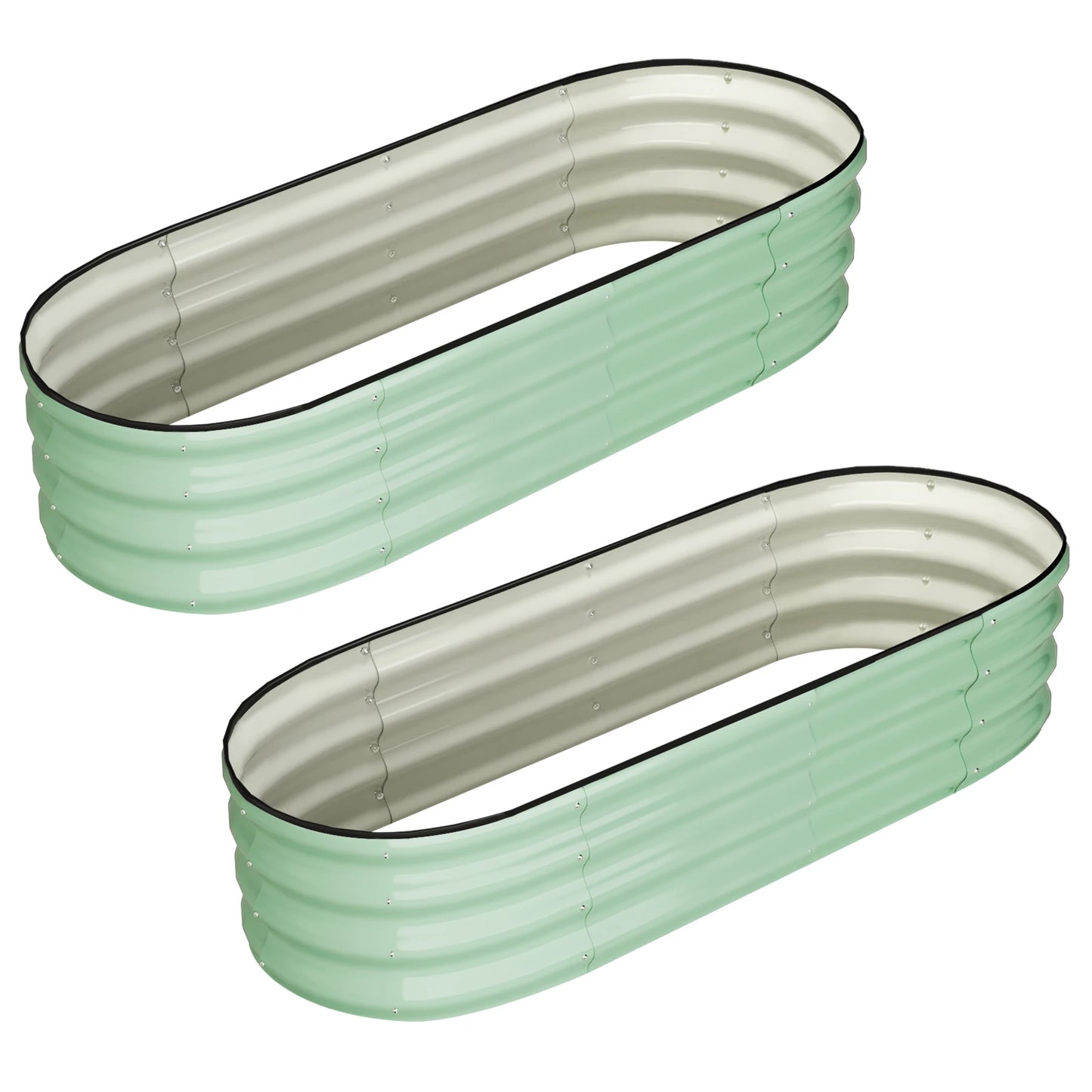 HiMISS Oval Galvanized Raised Garden Beds OpenEnded Base Outdoor