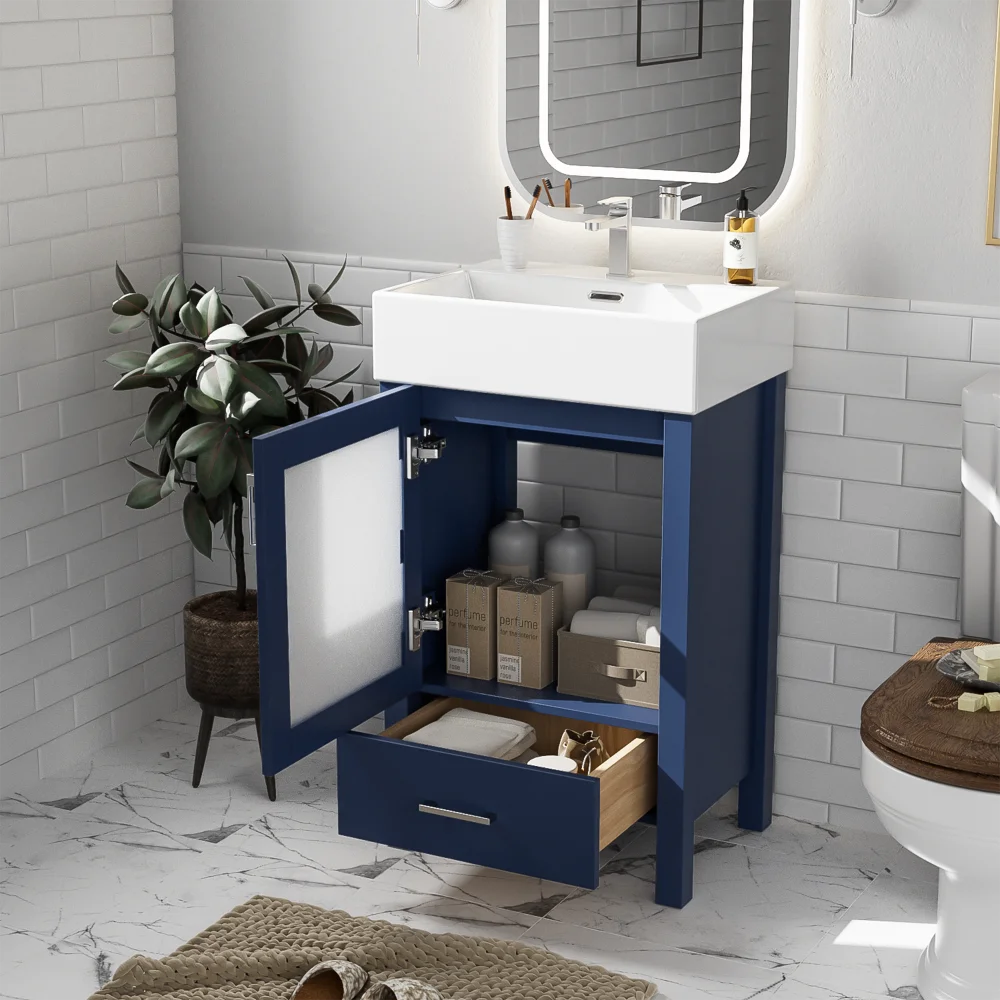 LWO Bathroom Vanity With Ceramic Sink And Ample Storage