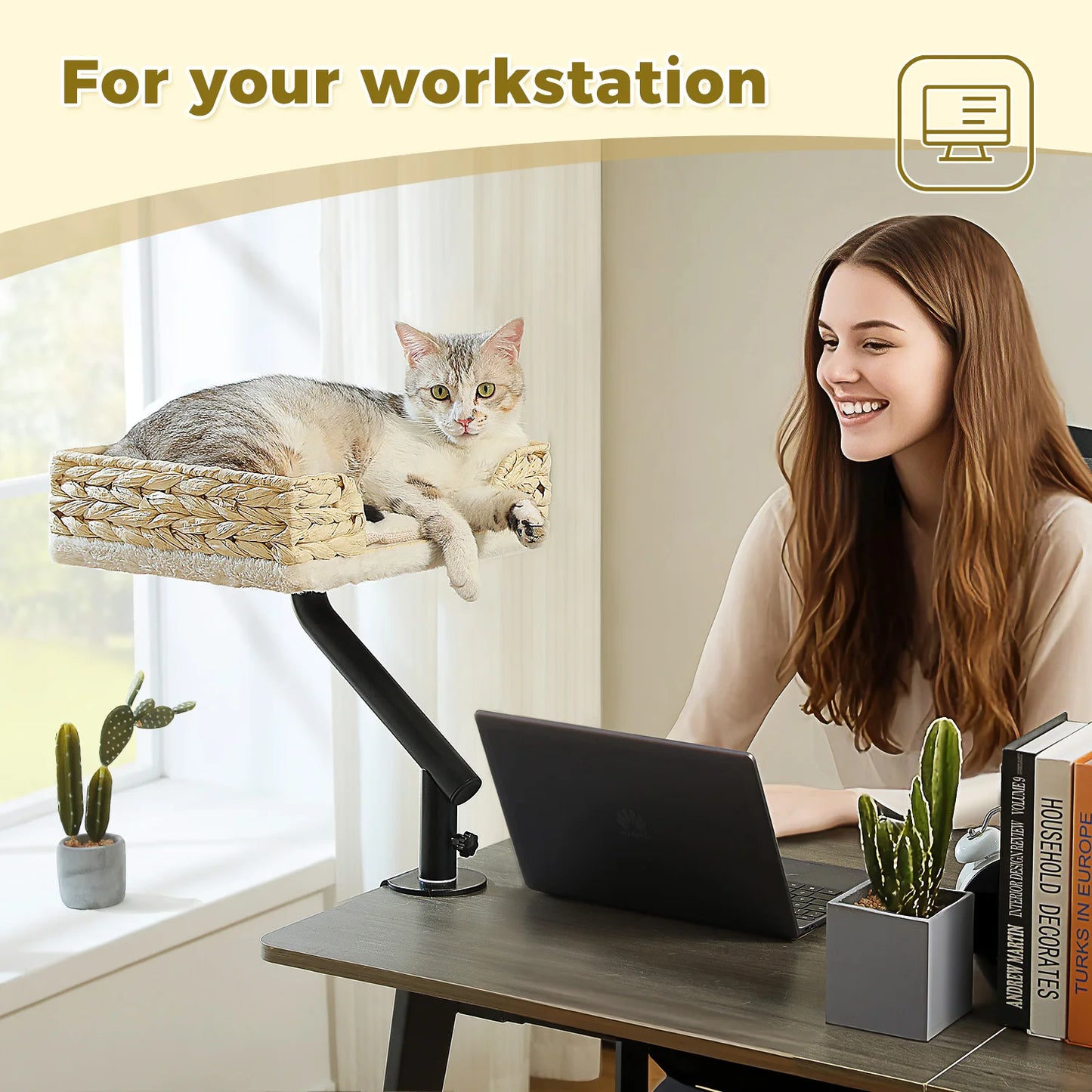 PAWZ Road Cat Desk Bed 360 Degree Rotatable Stand For Indoor Cats