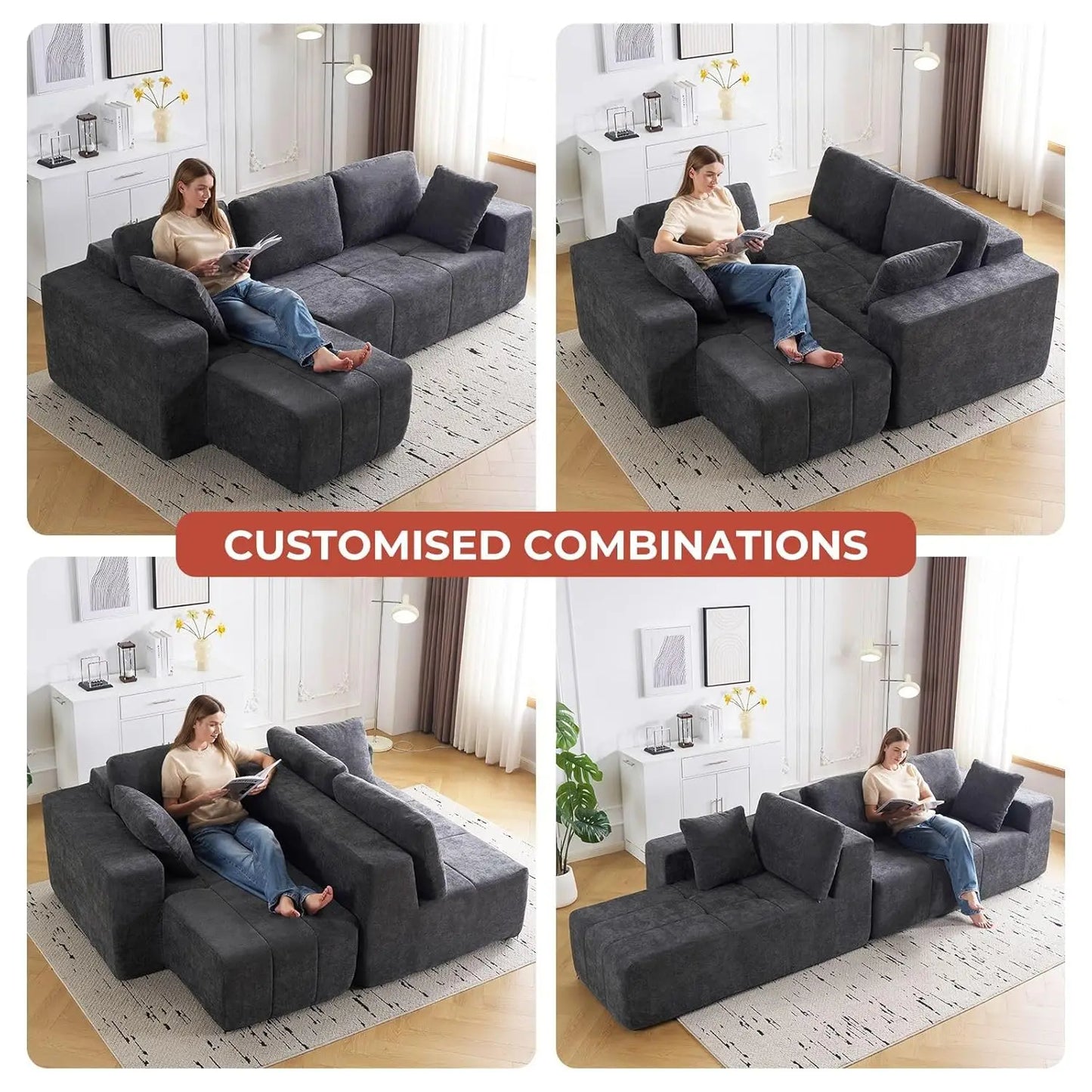 Cloud Modular L Shape Sectional Sofa With Chaise Upholstered Couch