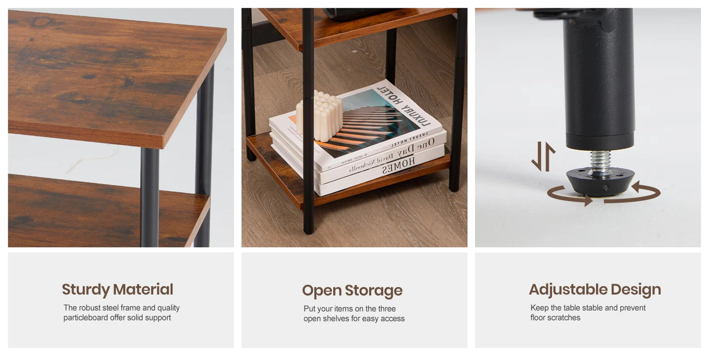 JHK 2/3-Tier End Table and Side Tables With Adjustable Feet