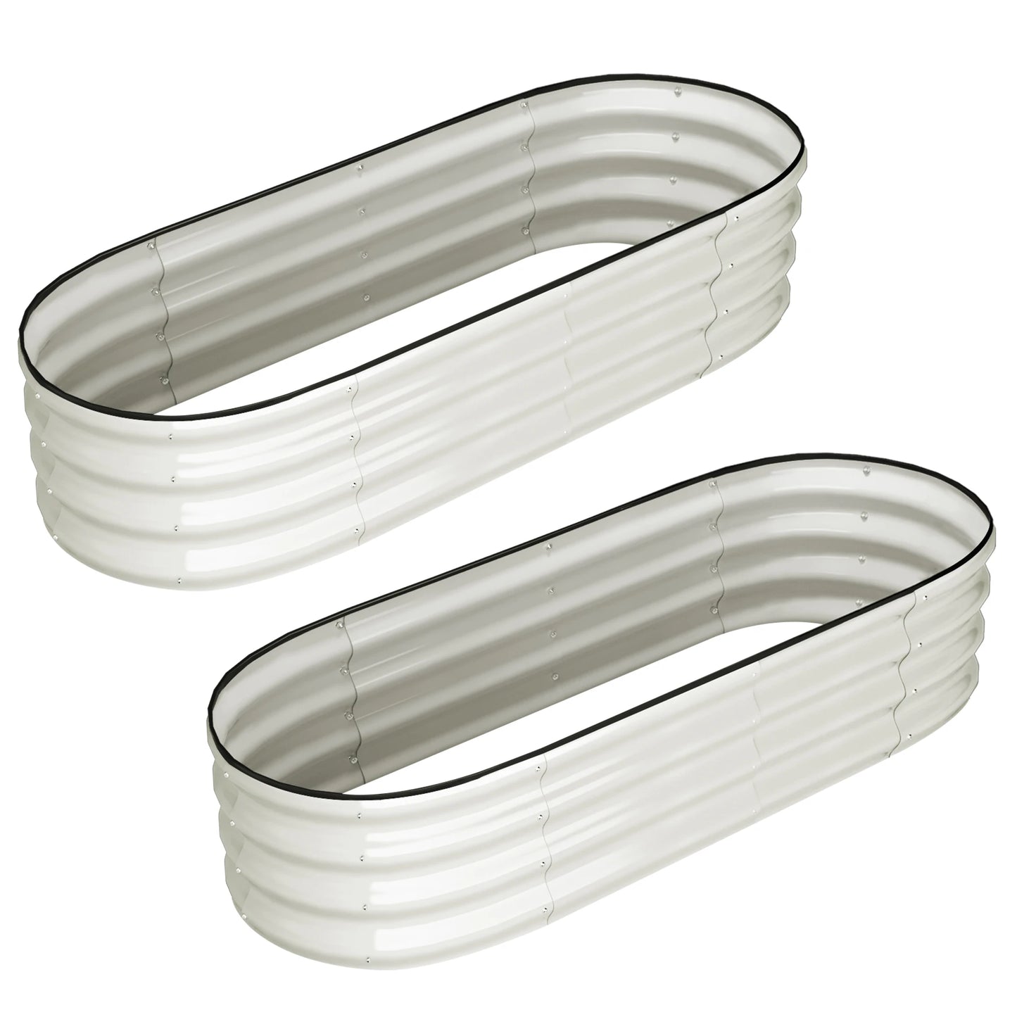 HiMISS Oval Galvanized Raised Garden Beds OpenEnded Base Outdoor