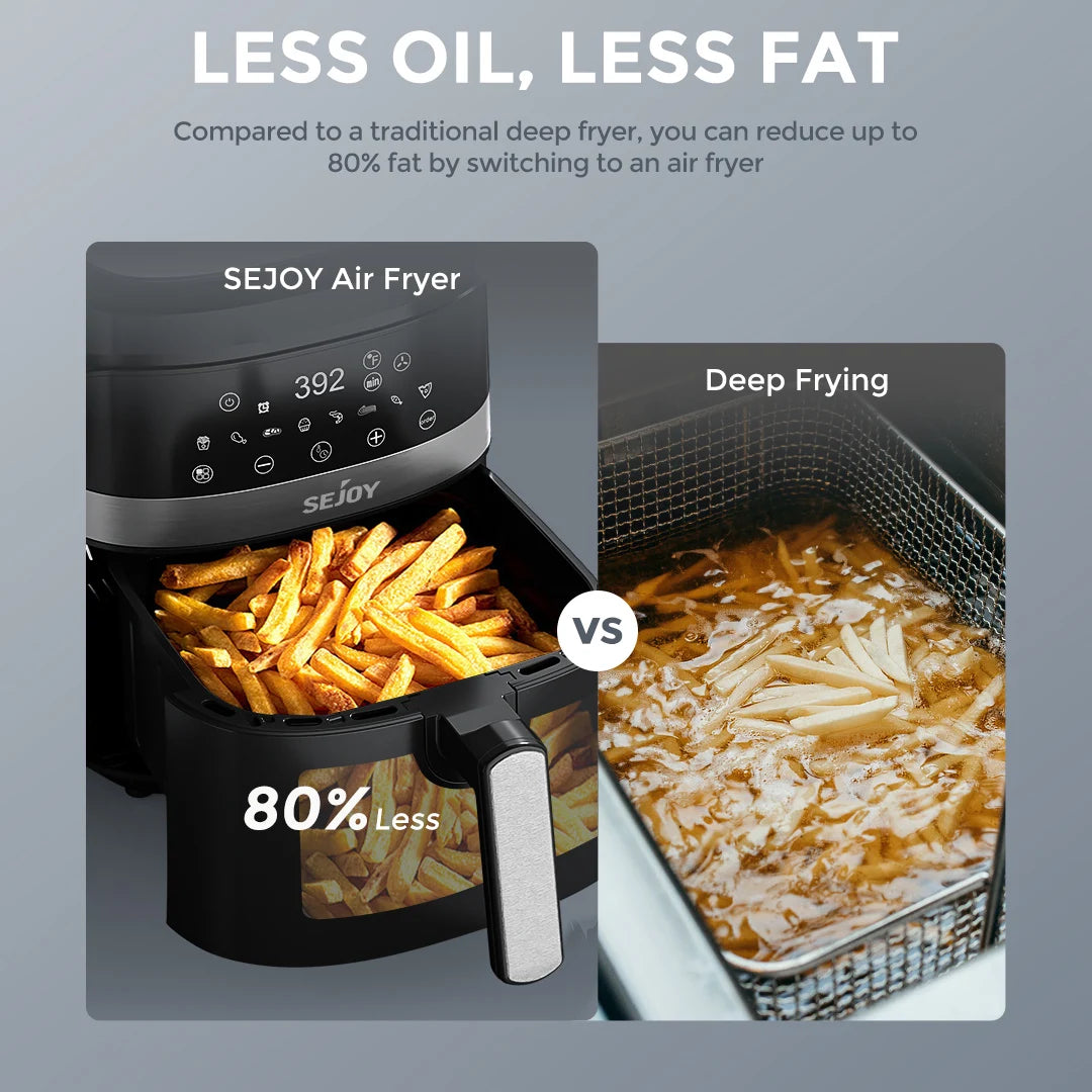 SEJOY Air Fryer Oven 8-in-1 Oilless Cooker Roast Bake Dehydrate Keep Warm