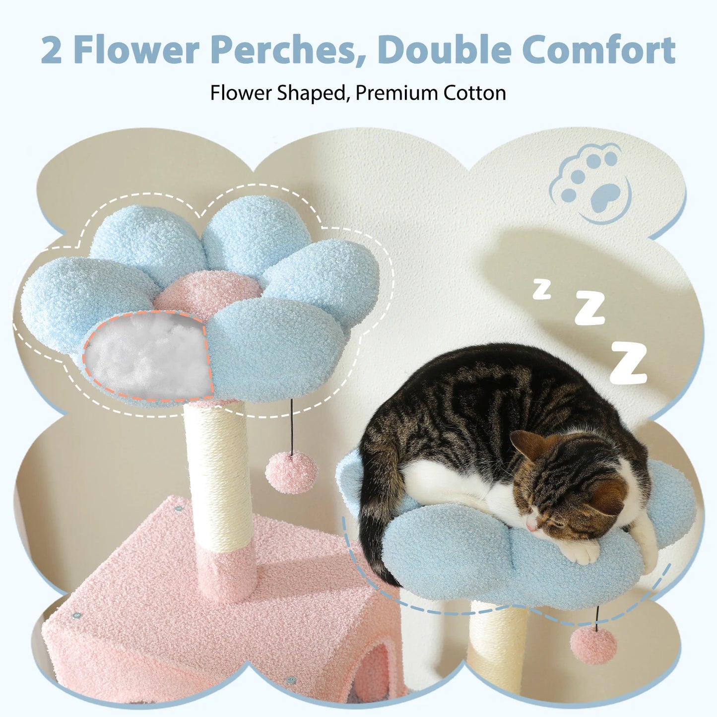 PEQULTI Multi Level Cat Tree Tower With Scratching Posts Hammock