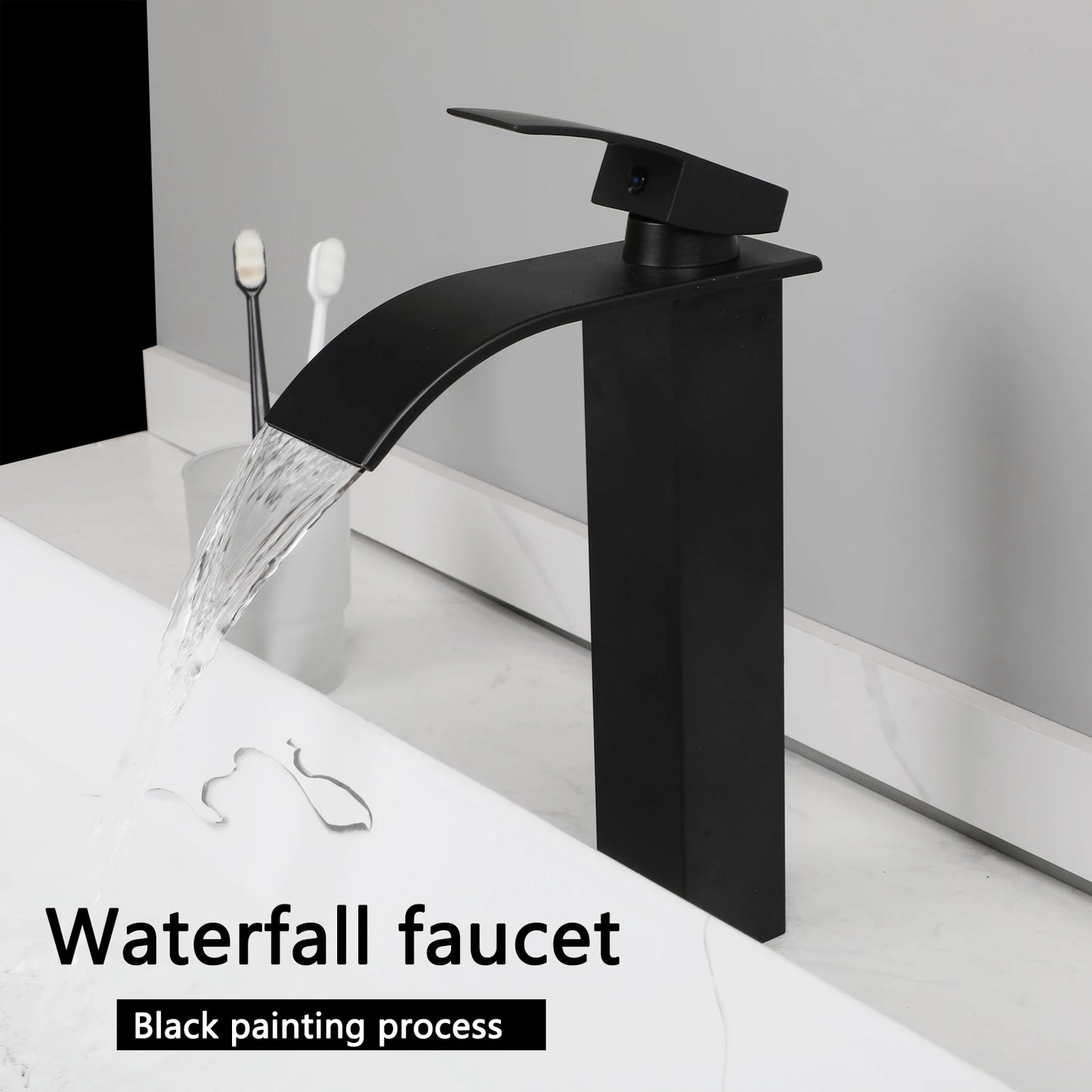 KEMAIDI Rectangular Marble Ceramic Vessel Sink With Faucet Set