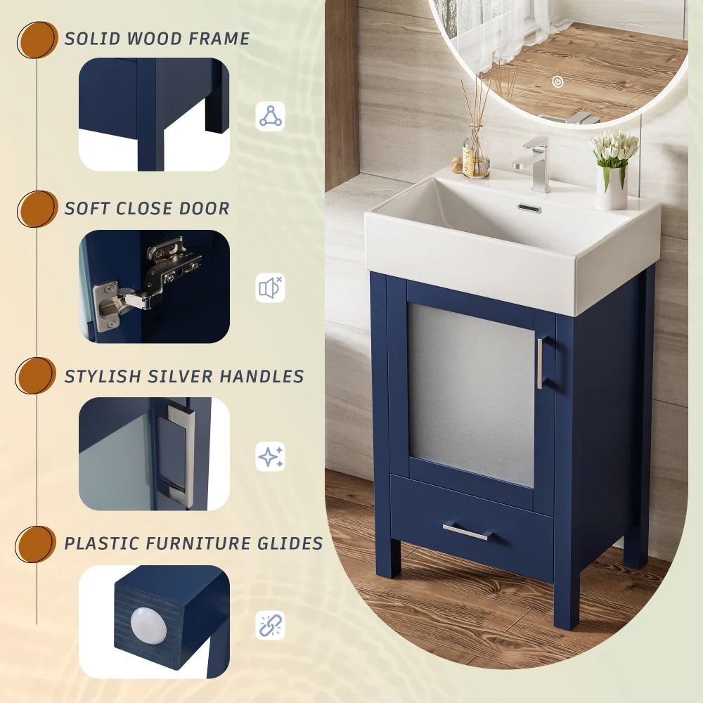 LWO Bathroom Vanity With Ceramic Sink And Ample Storage