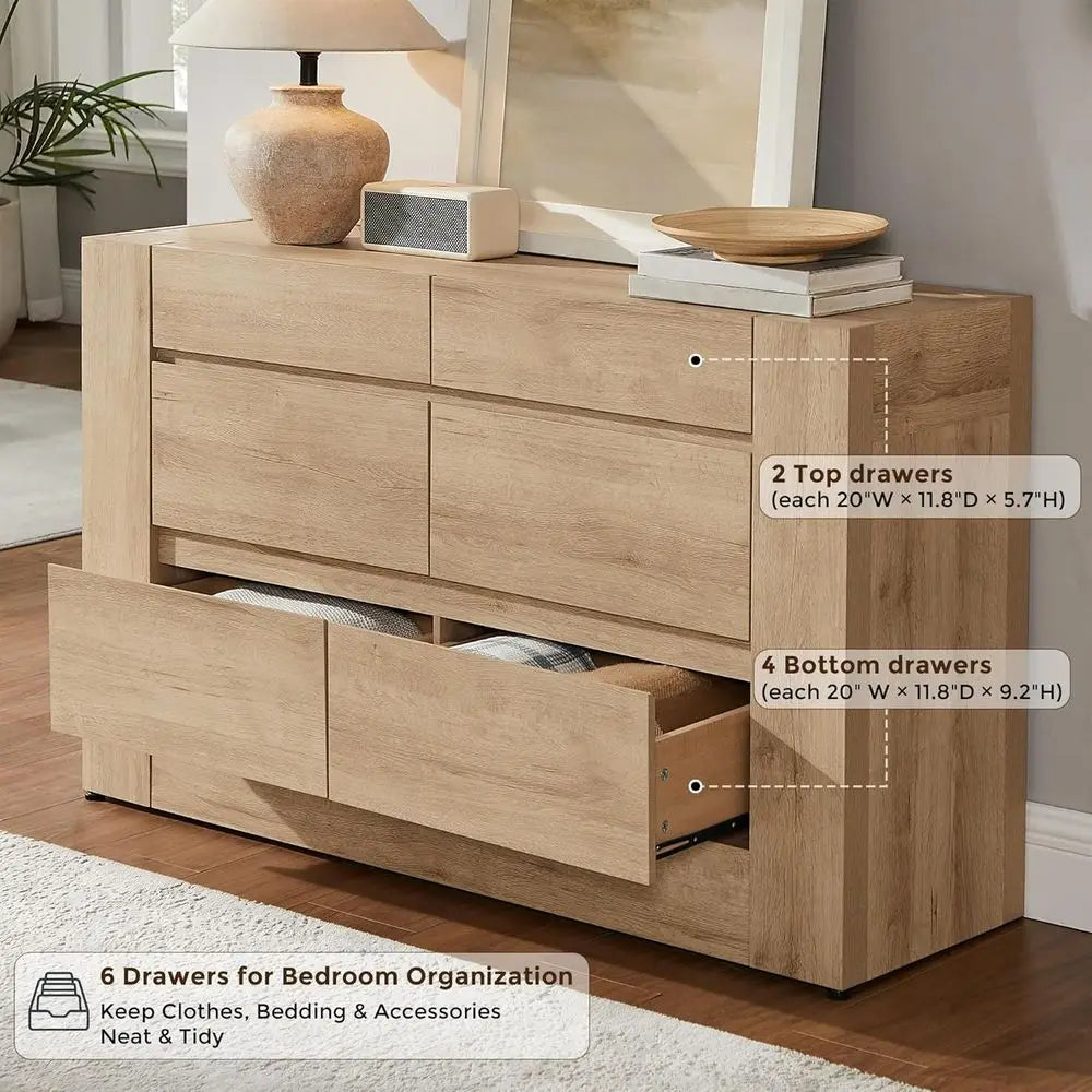 Six Drawer Wide Chest And TV Stand Storage Organizer
